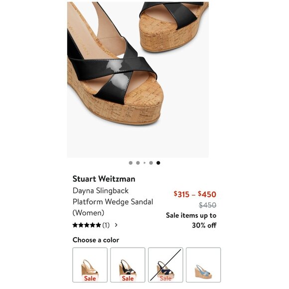 Stuart Weitzman Dayna Wedge Sandals Black Patent Leather Size 37 US6.5B - Picture 13 of 13